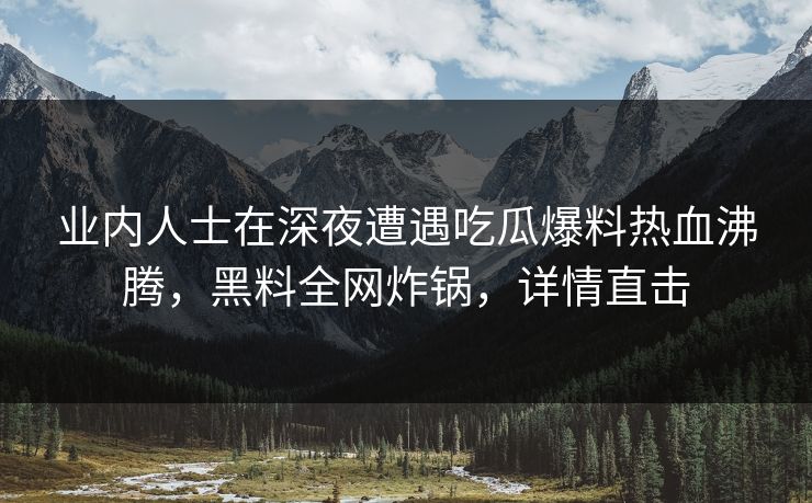 业内人士在深夜遭遇吃瓜爆料热血沸腾，黑料全网炸锅，详情直击