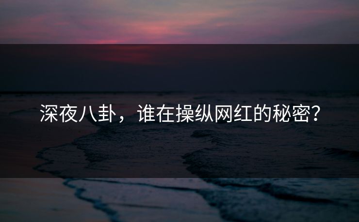 深夜八卦，谁在操纵网红的秘密？