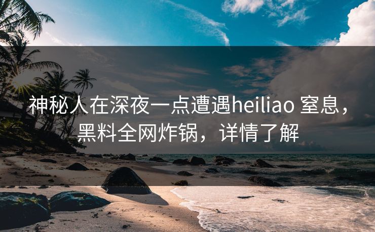 神秘人在深夜一点遭遇heiliao 窒息,黑料全网炸锅,详情了解