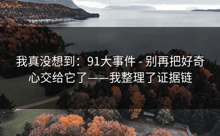 我真没想到：91大事件 - 别再把好奇心交给它了——我整理了证据链