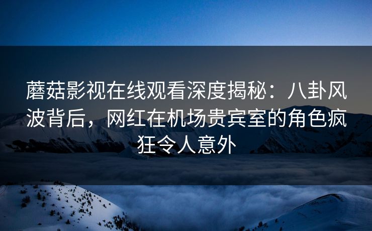 蘑菇影视在线观看深度揭秘：八卦风波背后，网红在机场贵宾室的角色疯狂令人意外