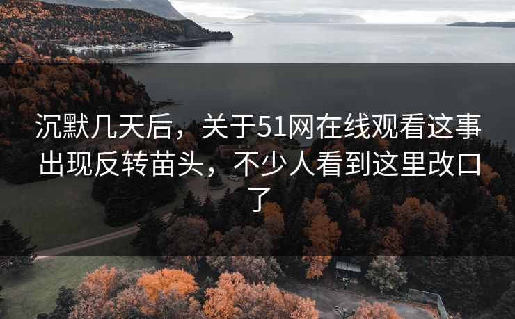沉默几天后,关于51网在线观看这事出现反转苗头,不少人看到这里改口了 沉默几天后,关于51网在线观看这事出现反转苗头,不少人看到这里改口了